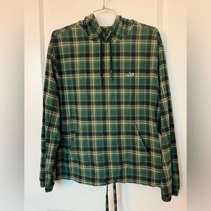 Lost Hoodie Men's Checkered Plaid Black & Green size L